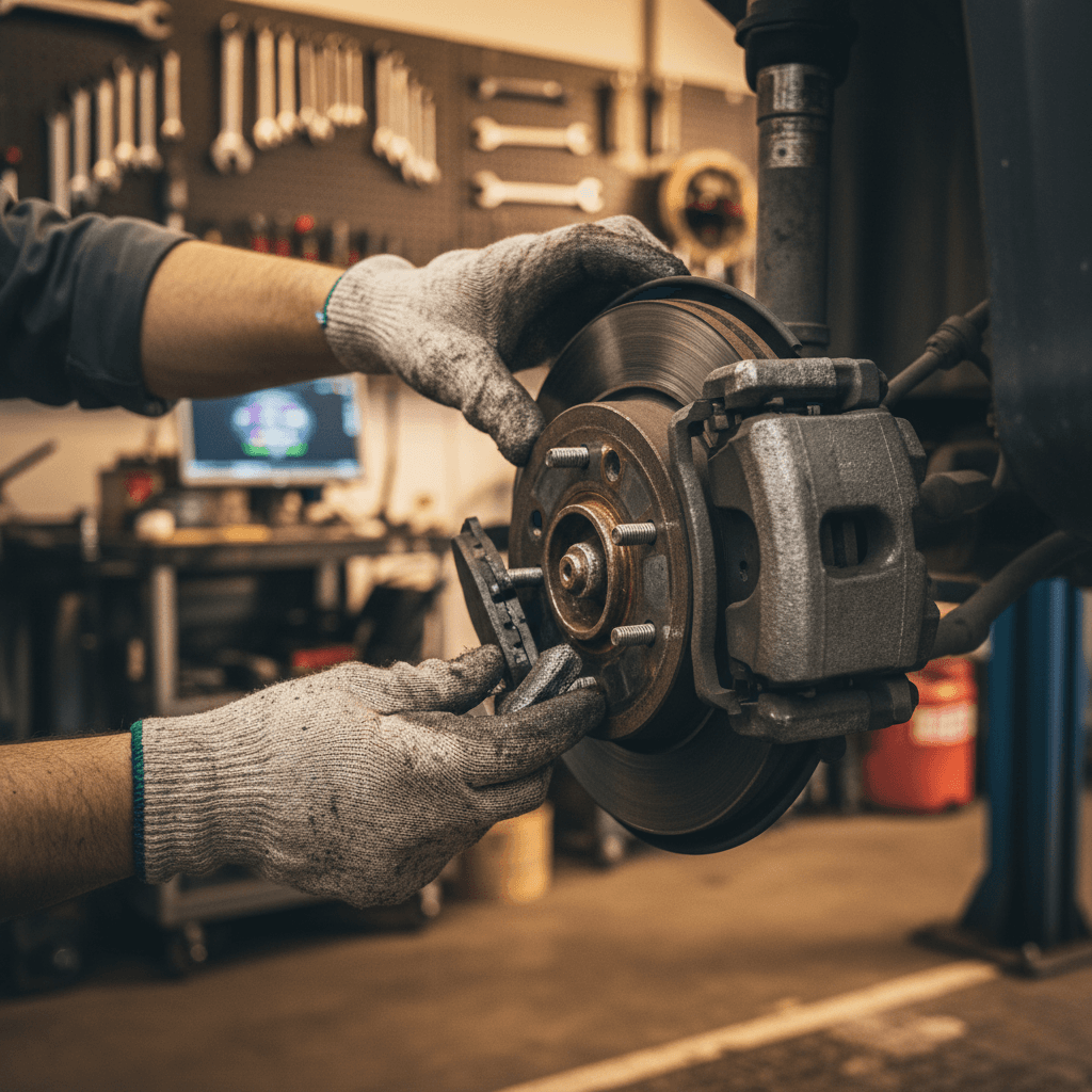 Brake pad inspection and automotive service